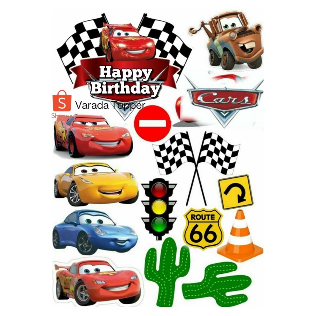 CARS Topper Birthday/ Topper Ultah Cars Custom Nama/Hiasan Cake CARS