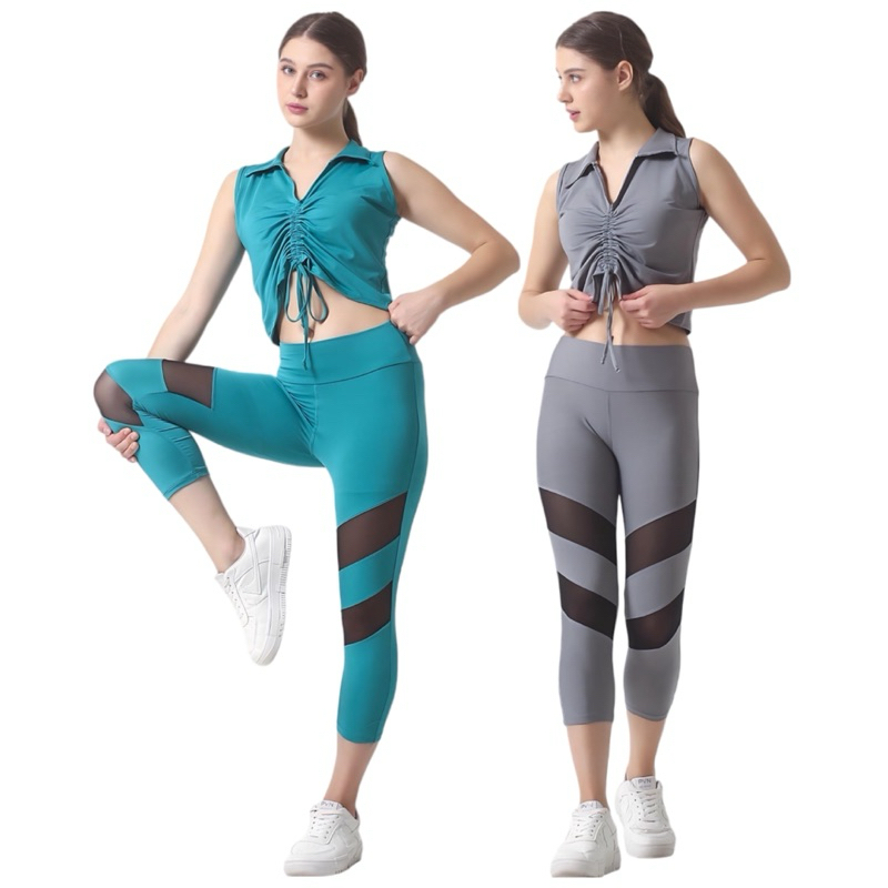 Rs-Setelan olahraga wanita baju senam premium crop top baju senam aerobic terbaru legging olahraga w