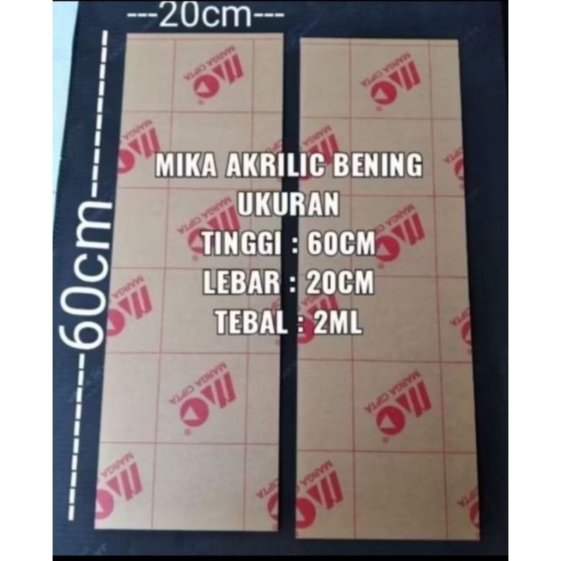 

mika akrilik bening lembaran ukuran 20cmX60cm tebal 2ml