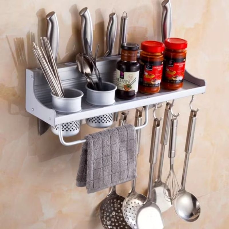 RAK DINDING DAPUR ALUMINIUM RAK BUMBU GANTUNG