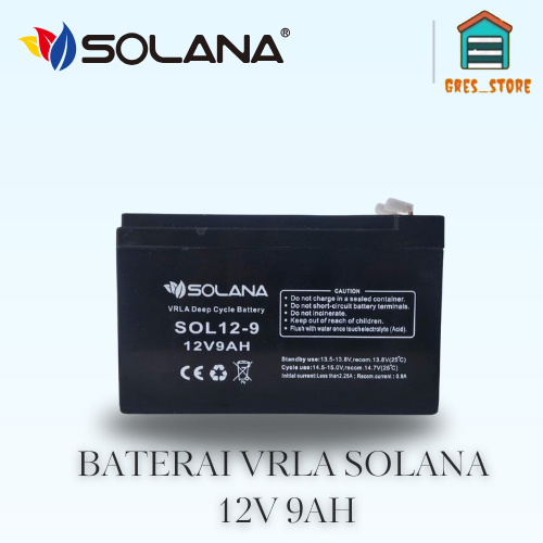 BATERAI SOLANA 12V 9AH AKI UPS SOLANA AKI SOLAR PANEL BATERAI VRLA - SOLANA 12V 9AH