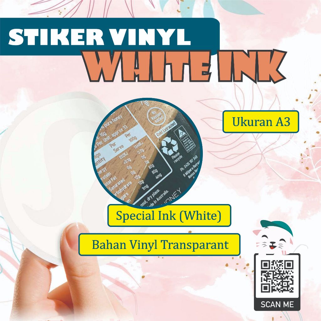 

Stiker Vinyl Transparant White Ink | Stiker Tinta Putih