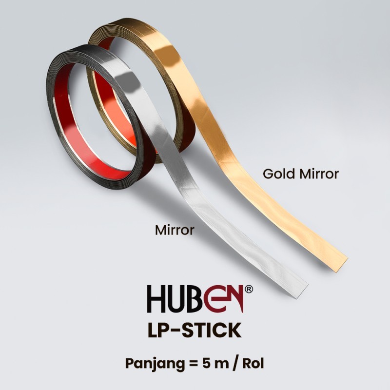 Plat Mirror Sticker Roll Stainless  5 Meter -Huben Tersedia Warna Gold Mirror & Mirror/SS