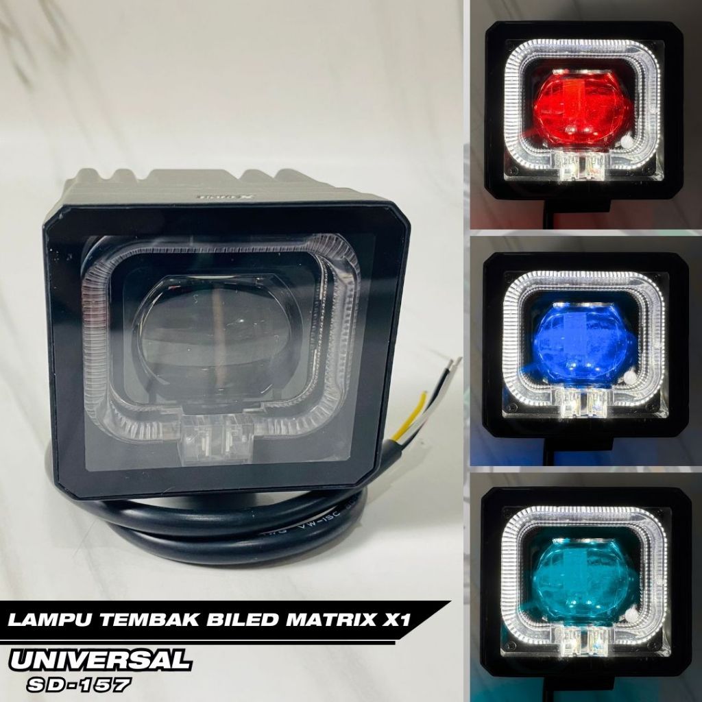 Lampu Tembak Led Biled Matrix X1 Kotak Cut Off Putih Putih Plus Devil Shroud Universal Motor Mobil