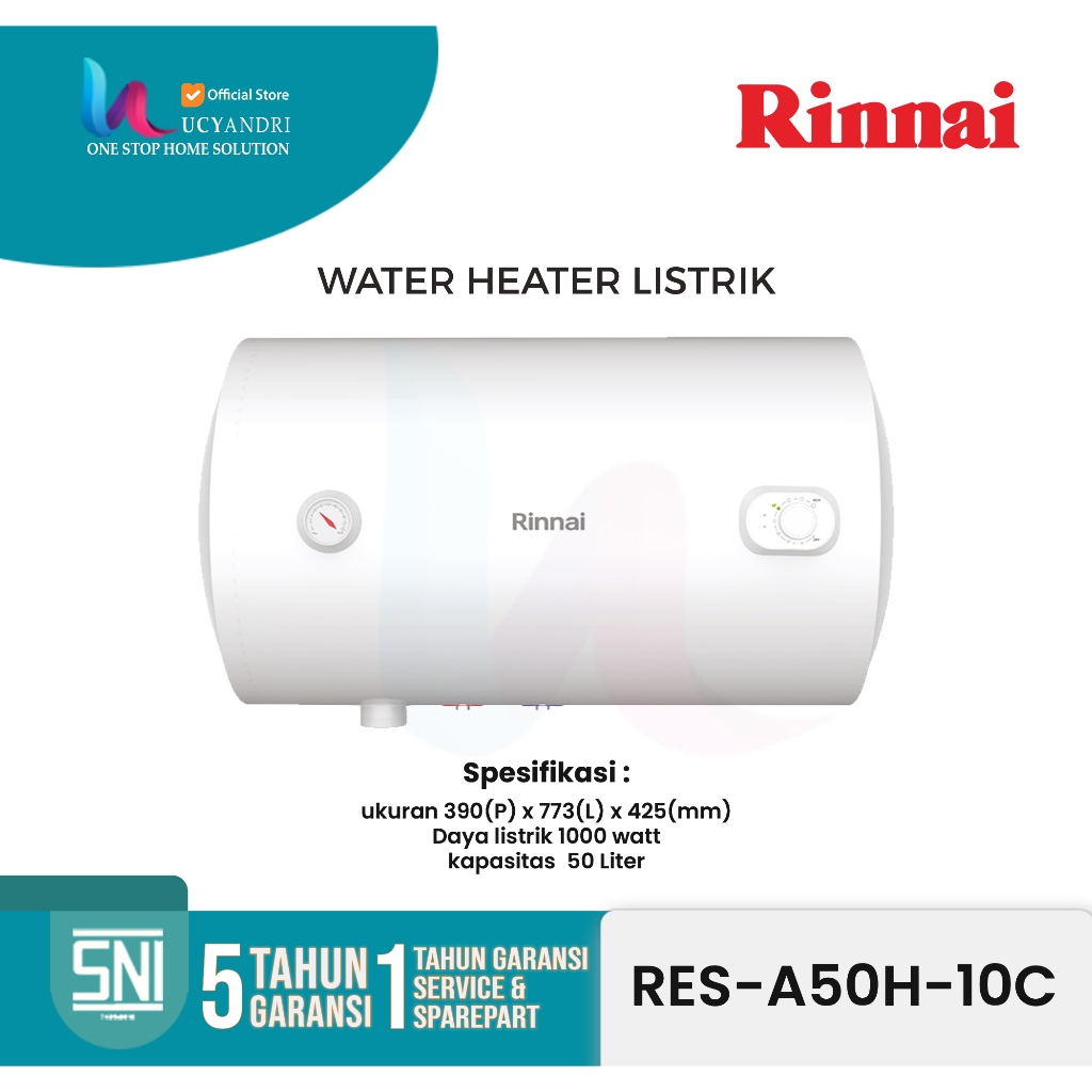 Water Heater Listrik Rinnai 50 Liter (Horizontal) RES A-50H-10C