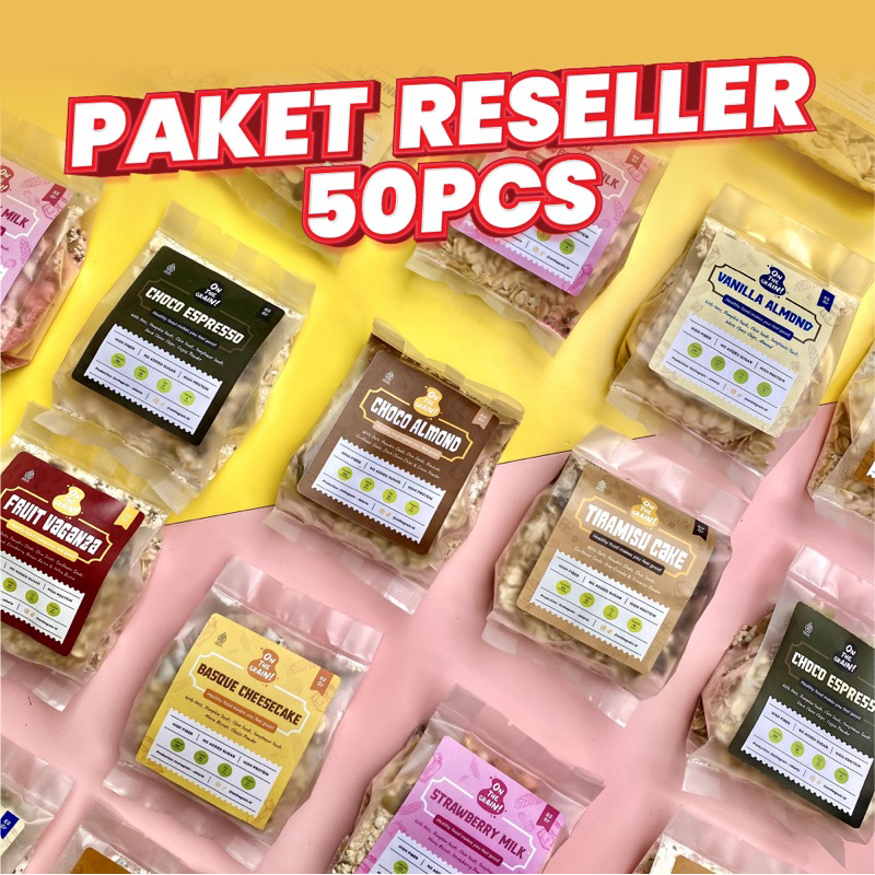 

(50 PACKS) PAKET RESELLER - ON THE GRAIN Overnight / Instant Oats - Sarapan Sehat Cemilan Healthy Muesli