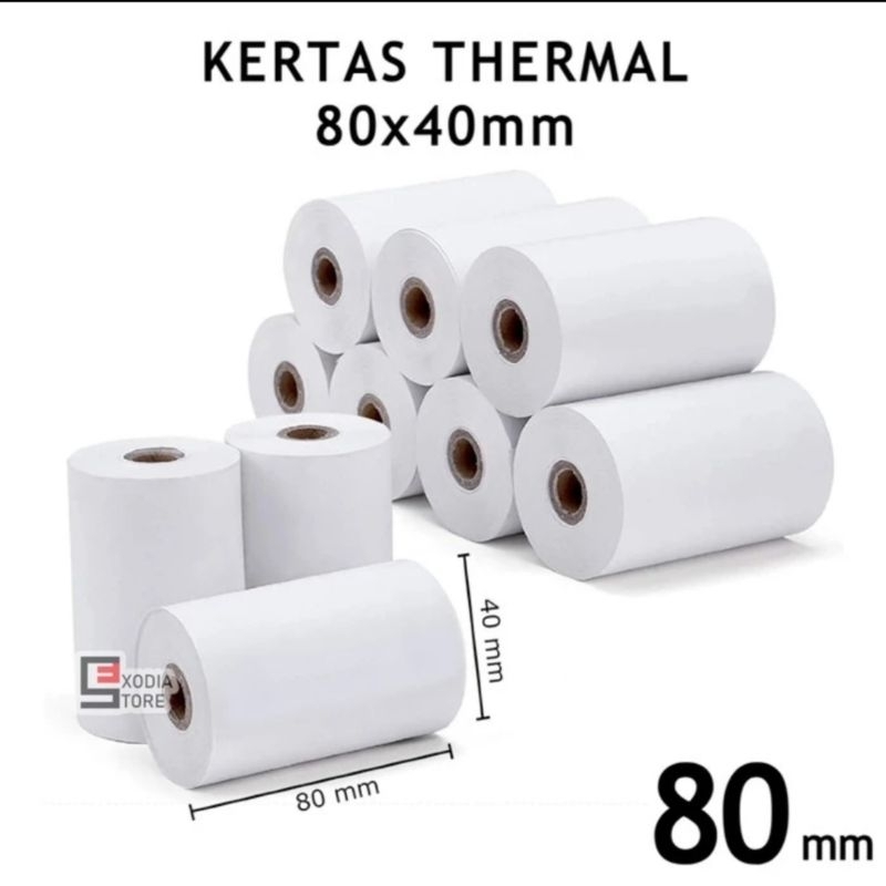 

Kertas kasir thermal murah 80x40 / Struk edc printer 80mm paket 10 roll RJ4