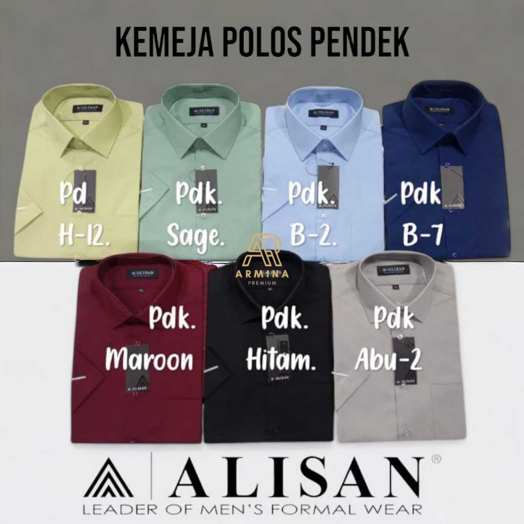 ALISAN Kemeja Polos Pendek Alisan Polos Regular Murah Alisan Lengan Pendek