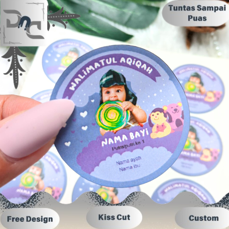 

2-4 Stiker Label Tasyakuran Aqiqah Bayi Dnd Sticker Nama Anak Ucapan Kelahiran Akikah