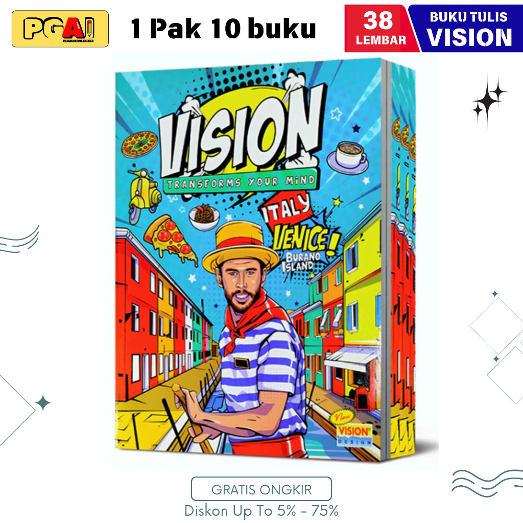 

BUKU TULIS VISION 38 LEMBAR 1 PACK ISI 10 PCS ALAT TULIS STATIONERY