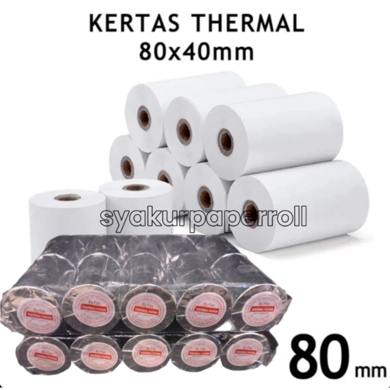 

Kertas kasir thermal 80x40 / Struk Edc 80MM