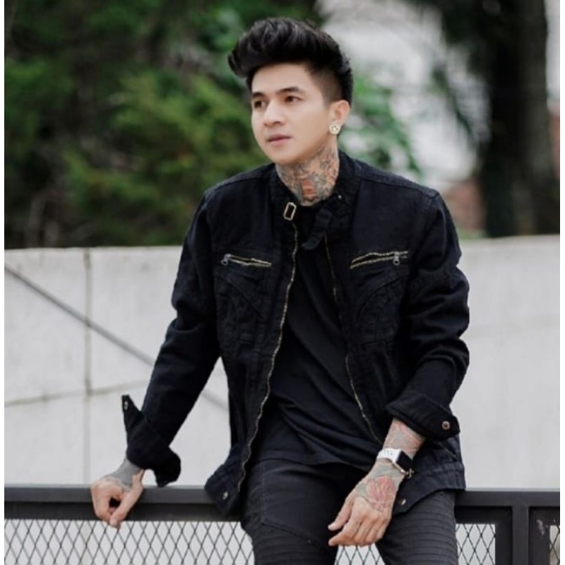 Jaket zipper denim pria wanita slim fit Richie jeans