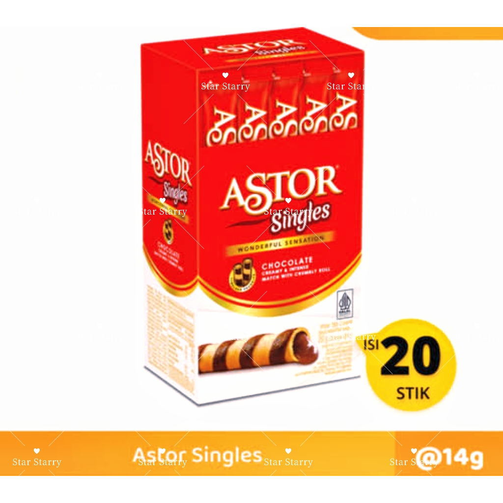 

[Per Pack] ASTOR WAFER COKLAT SINGLES 14 GRAM - (HARGA PER BOX)1 BOX ISI 20 BUNGKUS MAYORA ROMA Snack Viral Halal MUI