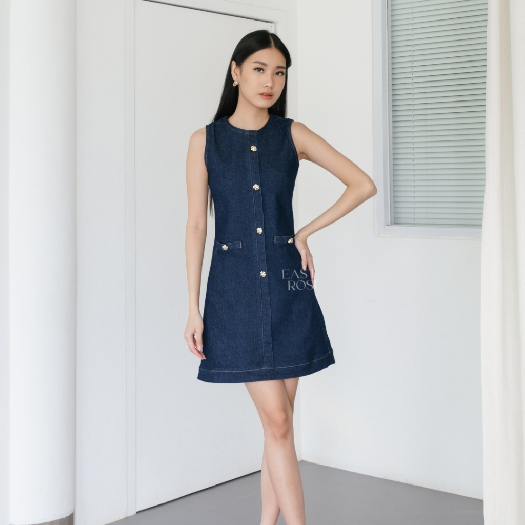 [EastRose] Easton Denim Dress | Dress Denim Wanita | Dress Casual Wanita | Baju Terusan Jeans Wanita