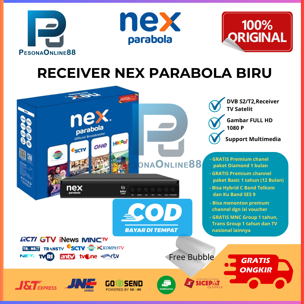 Receiver Nex Parabola BIRU Bisa Parabola KU Band dan Bisa Parabola C Band