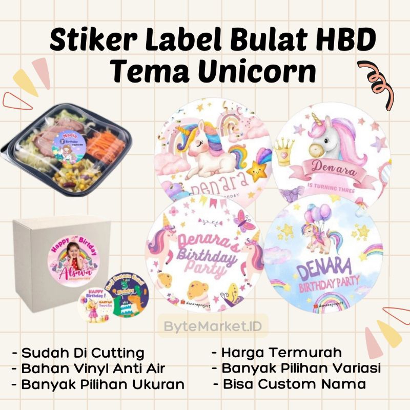 

(50 PCS) Stiker Bulat Custom Bento Hampers Ulang tahun Under the Sea/Ocean