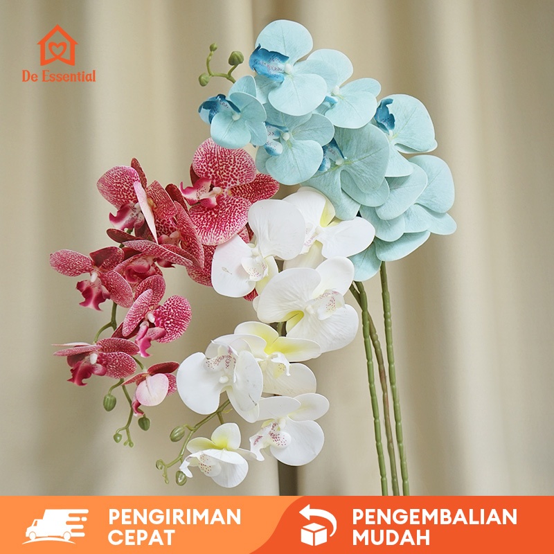 De Essential Bunga Anggrek Plastik P0556 - Bunga Palsu Imitasi Hiasan Dinding Meja Wedding Artificia