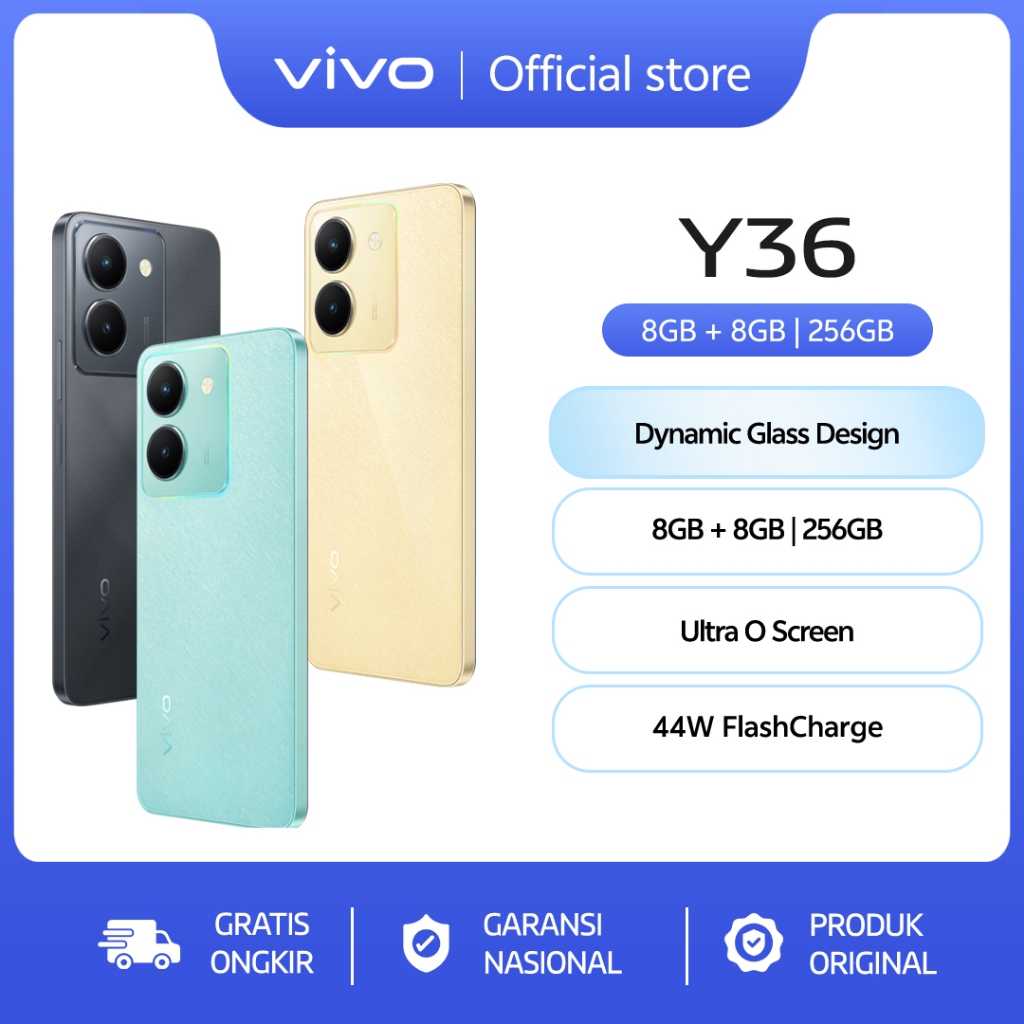 vivo Y36 (8/256) - Dynamic Glass Design, RAM 8GB+8GB Extended, 44W FlashCharge+5000mAh, NFC Multifun