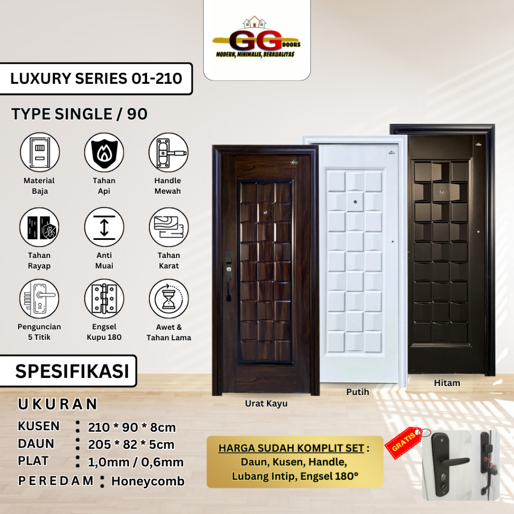 Pintu Baja Jatim GG-LUXURY Single 90x210cm