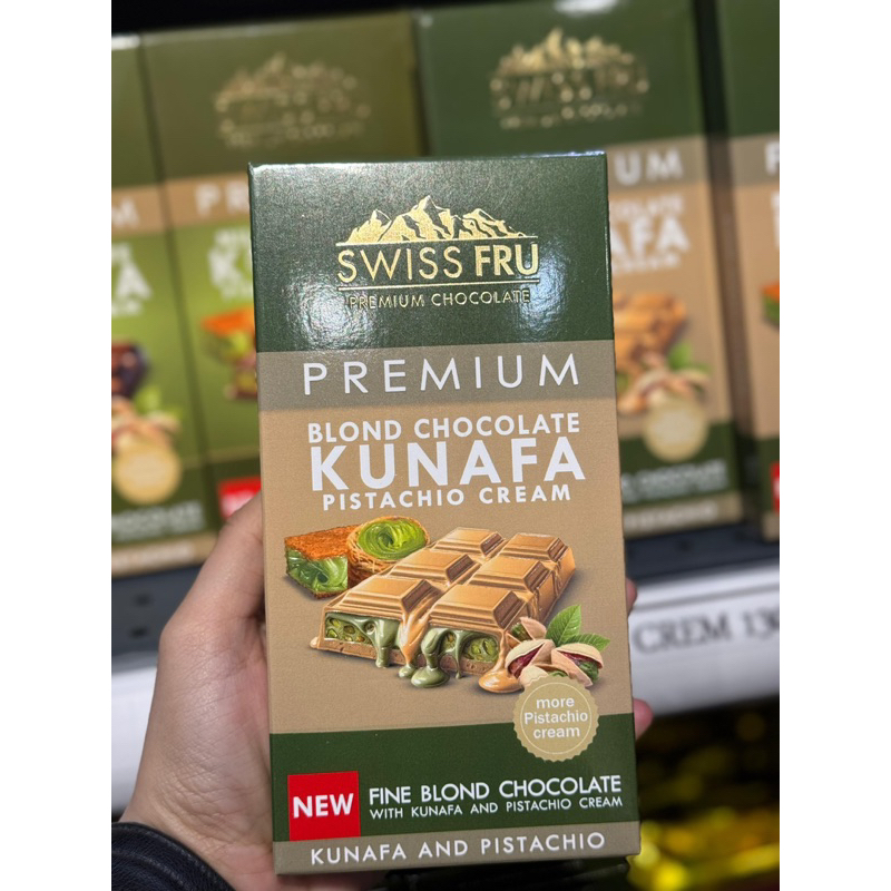 

Swiss Fru Premium Kunafa Pistachio Cream Blond Chocolate