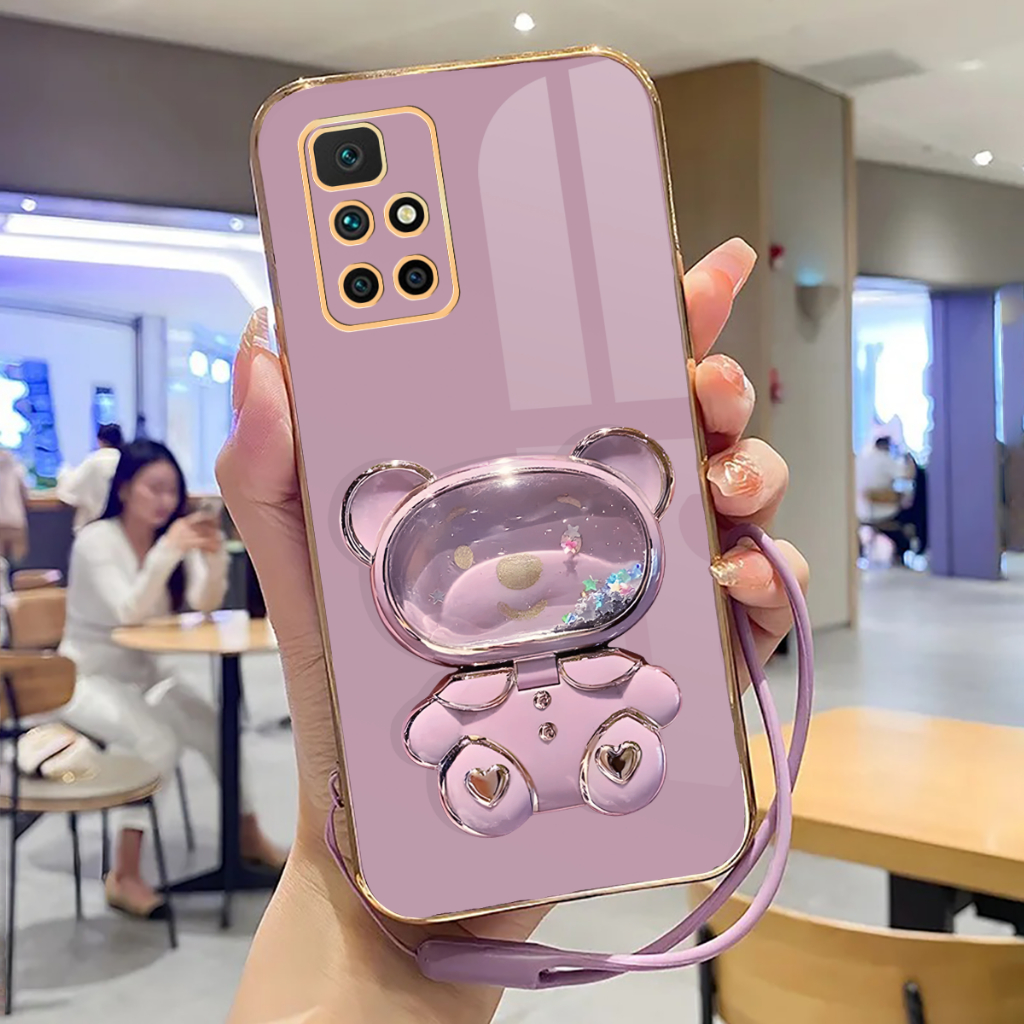 Soft Case Redmi 10,10 2022 Case Stand Holder Mirror Silicone Luxury Plating