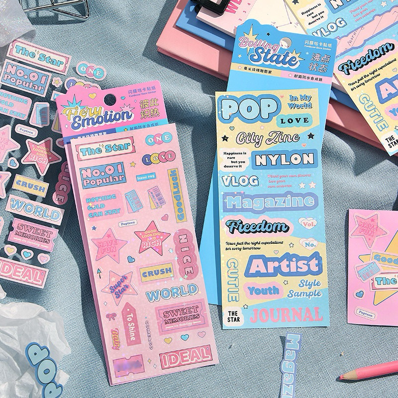 

(IAS) B9 - Sticker Sparkling Pop Word Kata Kata Quotes Kpop Emotion Diary