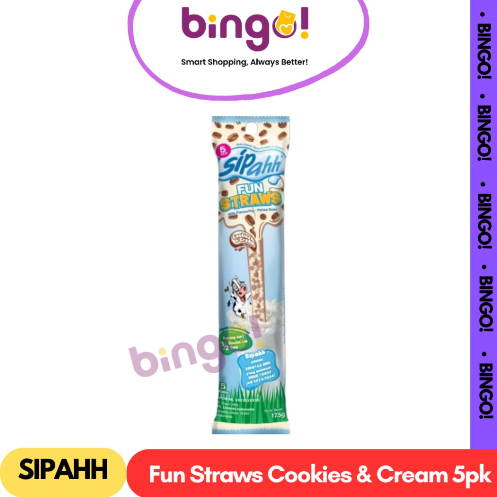 Sipahh Fun Straws Pack 5's Cookies & Cream Sedotan Minum Susu