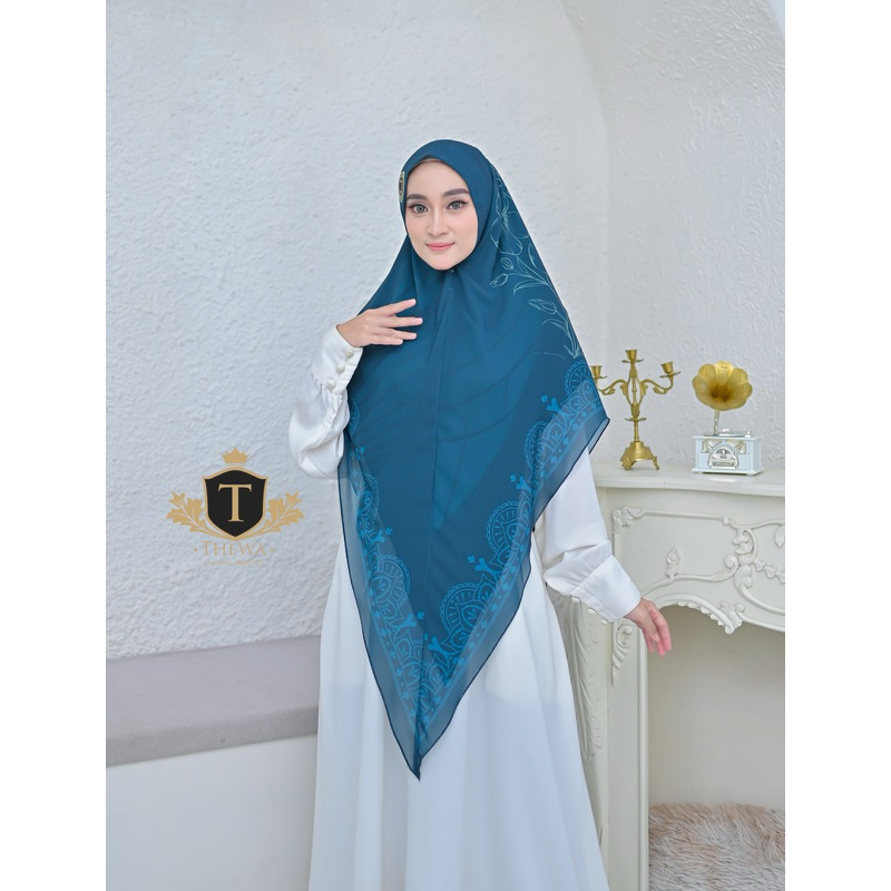THEWA - Hijab Khimar Aurora Payet Digital Printing Kerudung Ceruty Babydoll