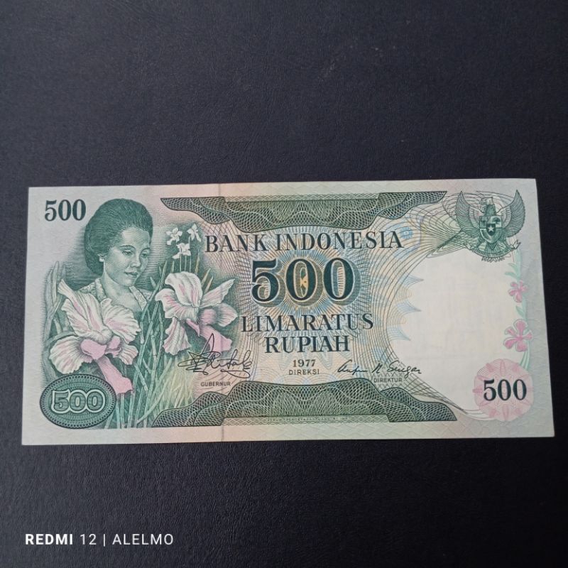 uang kertas kuno 500 seri konde tahun 1977 bekas asli