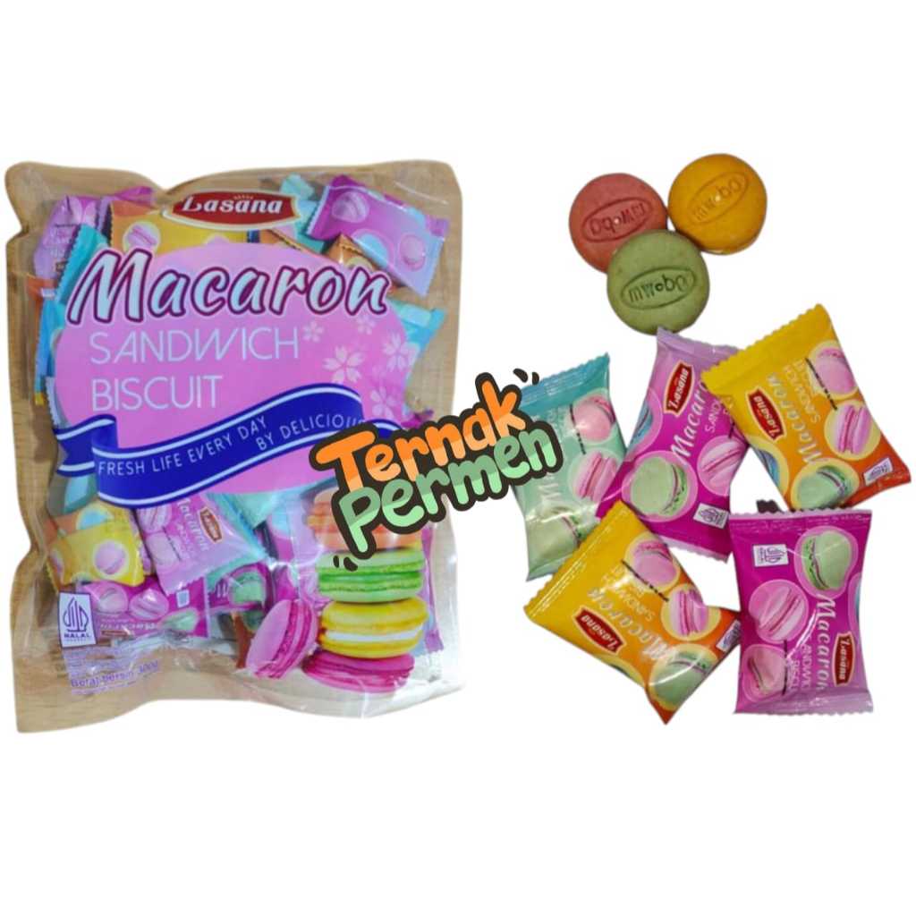 

MACAROON SANDWICH BISKUIT PACK ISI 50 PCS