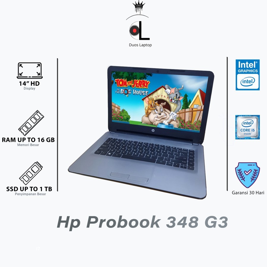Laptop Murah Meriah  | Hp 348 G3 | Core i5 Gen 6 | Ram 8GB Ssd 25GB | Layar 14" HD | Second Bergaran