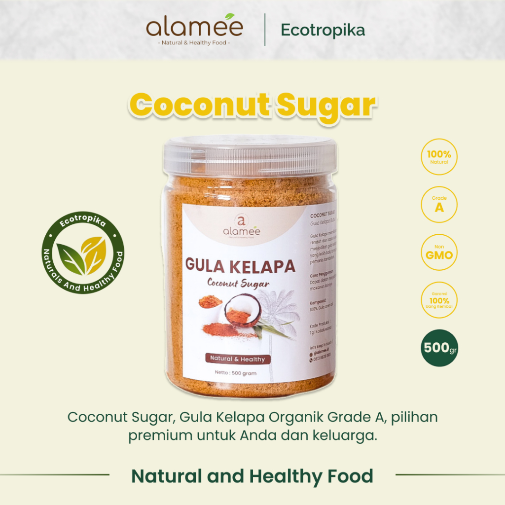 

Gula Kelapa Organik Coconut Sugar Premium Asli Bubuk Powder Natural Pure Organic Premium 500gr