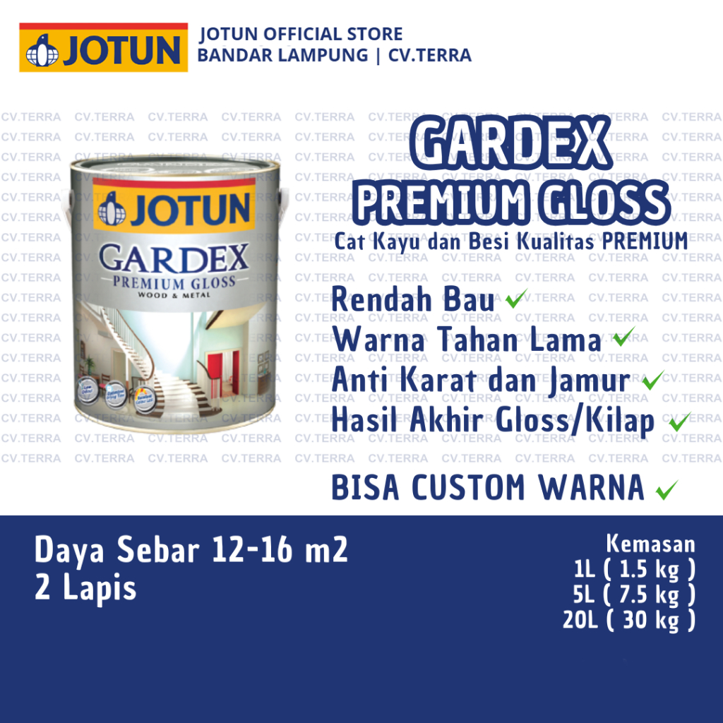 JOTUN GARDEX PREMIUM GLOSS - Cat Kayu dan Besi Kualitas PREMIUM - 1,5 kg / 7,5 kg / 30 kg
