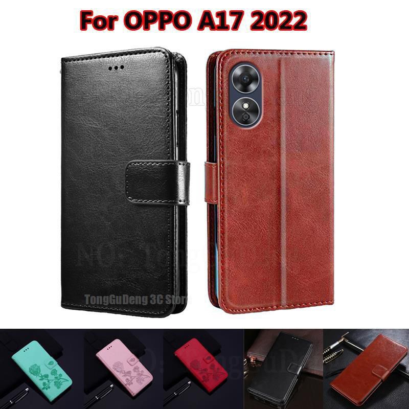 OPPO A17k Leather Flip Cover Wallet Case Kulit - Casing Dompet Case Wallet Leather Flip OPPO A17k sa