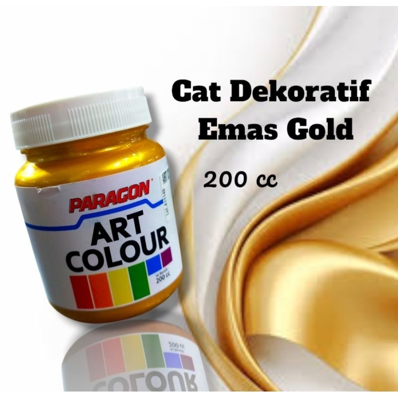 cat dekoratif emas gold waterbased 200cc paragon art colour