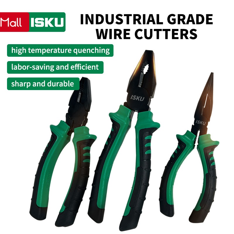 ISKU Tang Kombinasi Tang Lancip 6~8 inch Pemotong Kabel Multipurpose Wire Cutters Tang Pemotong Kabe