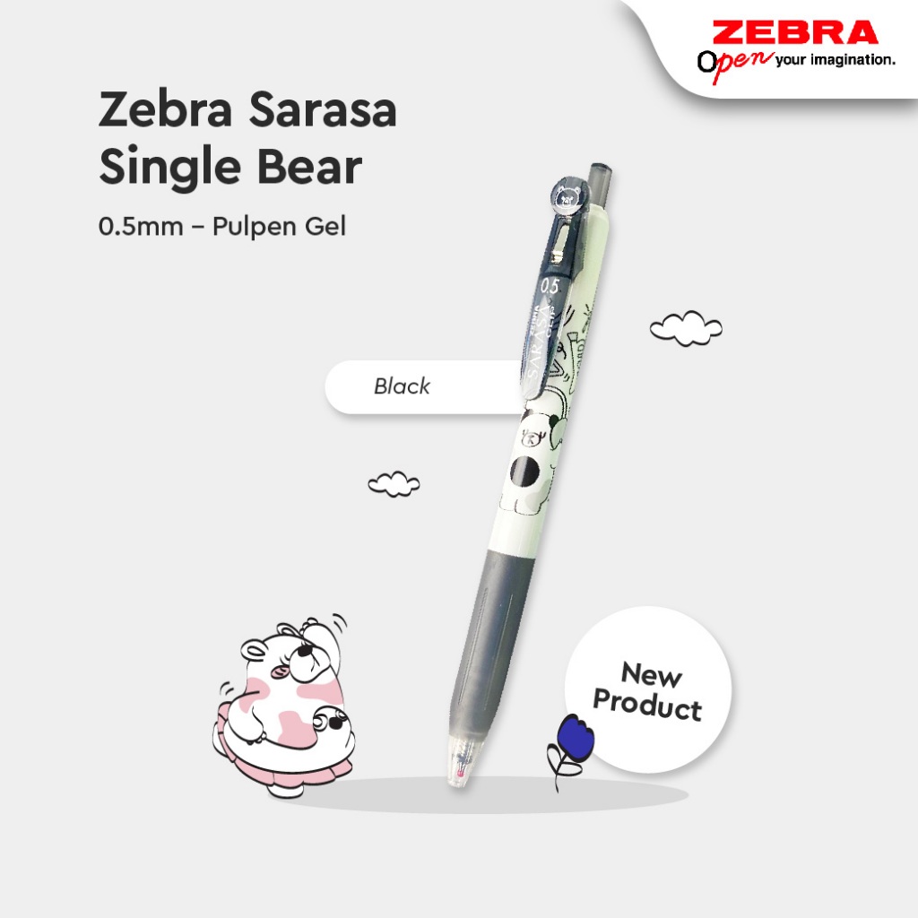 

ZEBRA Sarasa Clip Pulpen Gel 5 Pcs 0.5mm Single Bear Gel Pen Limited Edition Alat Tulis