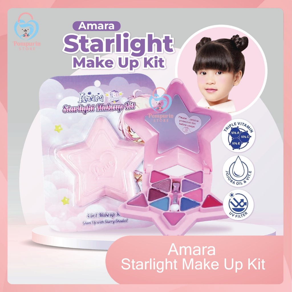 Amara Starlight Make Up Kit - Set Makeup Anak Anak / Eyeshadow Blush On Lipstick Lip Gloss for Kids
