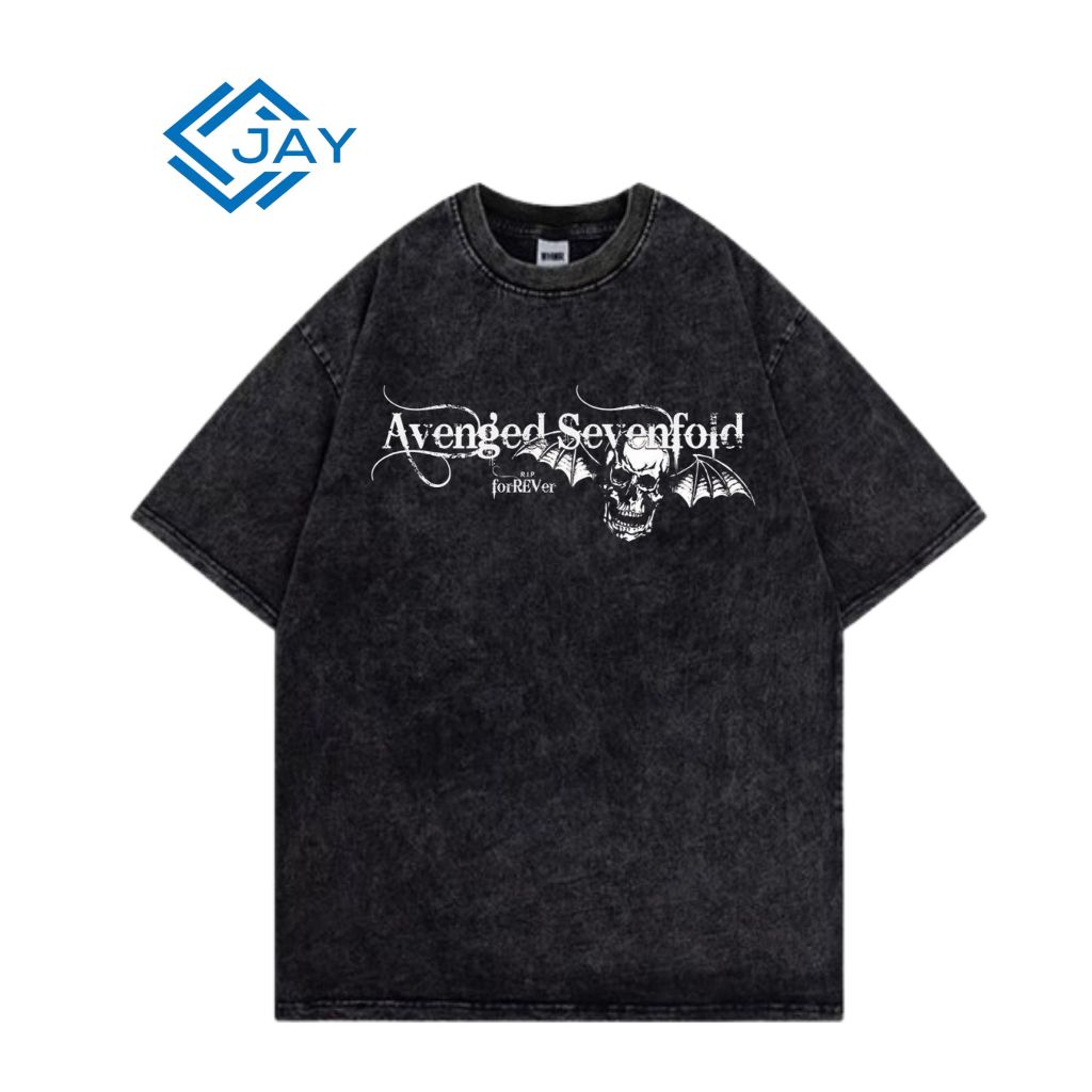 KAOS WASHED DISTRO OVERSIZE " AVENGED SEVENFOLD"  / kaos washing black pria / kaos washed pria wanit