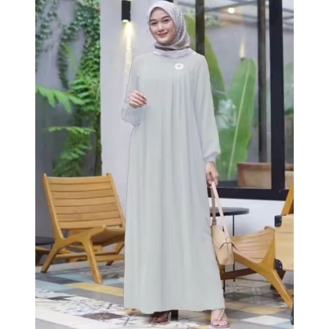 Baju Gamis Putih Wanita Terbaru Alya Dress Gamis Wanita Remaja Muslim Simple Elegan Kekinian