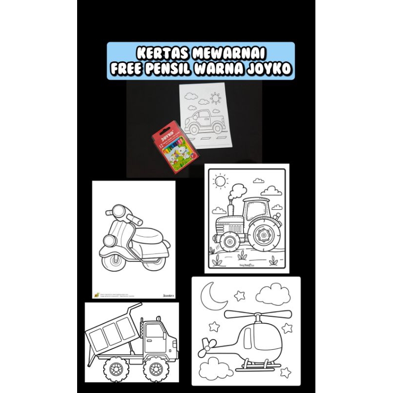 

KERTAS MEWARNAI LUCU, ISI 30 LEMBAR A5 FREE PENSIL WARNA JOYKO