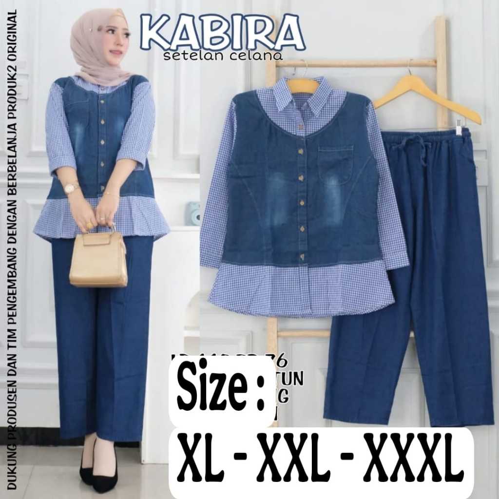 One Set Wanita Kabira Jeans mix Katun Premium ada Size JUMBO LD 110 120 130 BB 50 - 100 KG Big