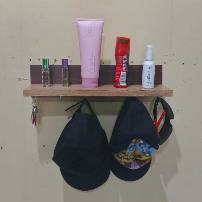 Rak Dinding Tempat Gantungan Kunci Rak Hias Dinding Ambalan Dinding TANPA BOR DINDING