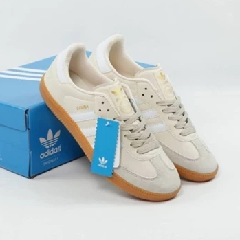 ‘BEST SELLER’ ADIDAS ORIGINALS SAMBA OG Beige White Gum Sneakers Pria Original Sepatu Adds Samba Veg