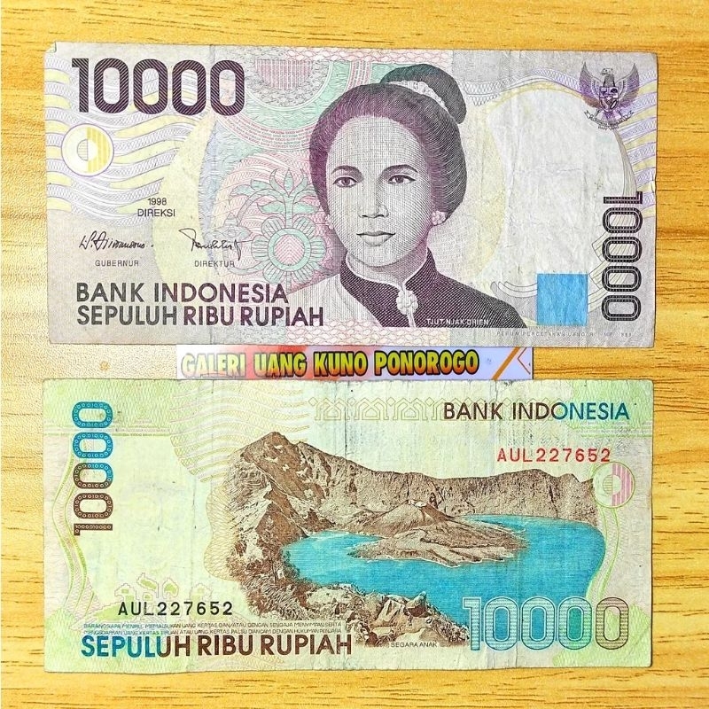 (ORIGINAL) UANG KUNO 10000 CUT NYAK DIE /UANG 10 RIBU CUT NYAK DIE TAHUN 1998
