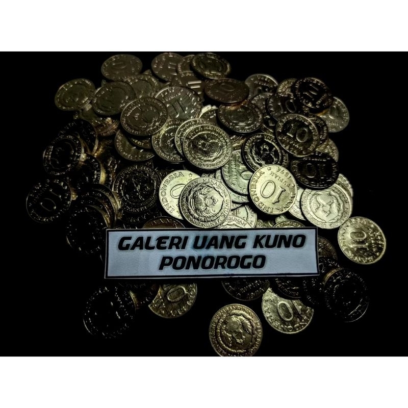 uang kuno 10 rupiah tabanas kuning 1974 asli kinclong