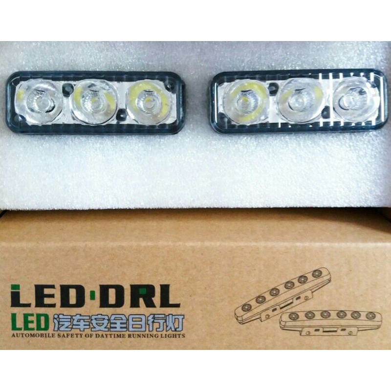 LAMPU LED TEMBAK DRL 3 MATA SUPER TERANG IMPORT PREMIUM ORIGINAL