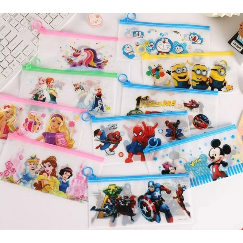 

Tempat Pensil Pulpen Ziplock Transparan Karakter Random