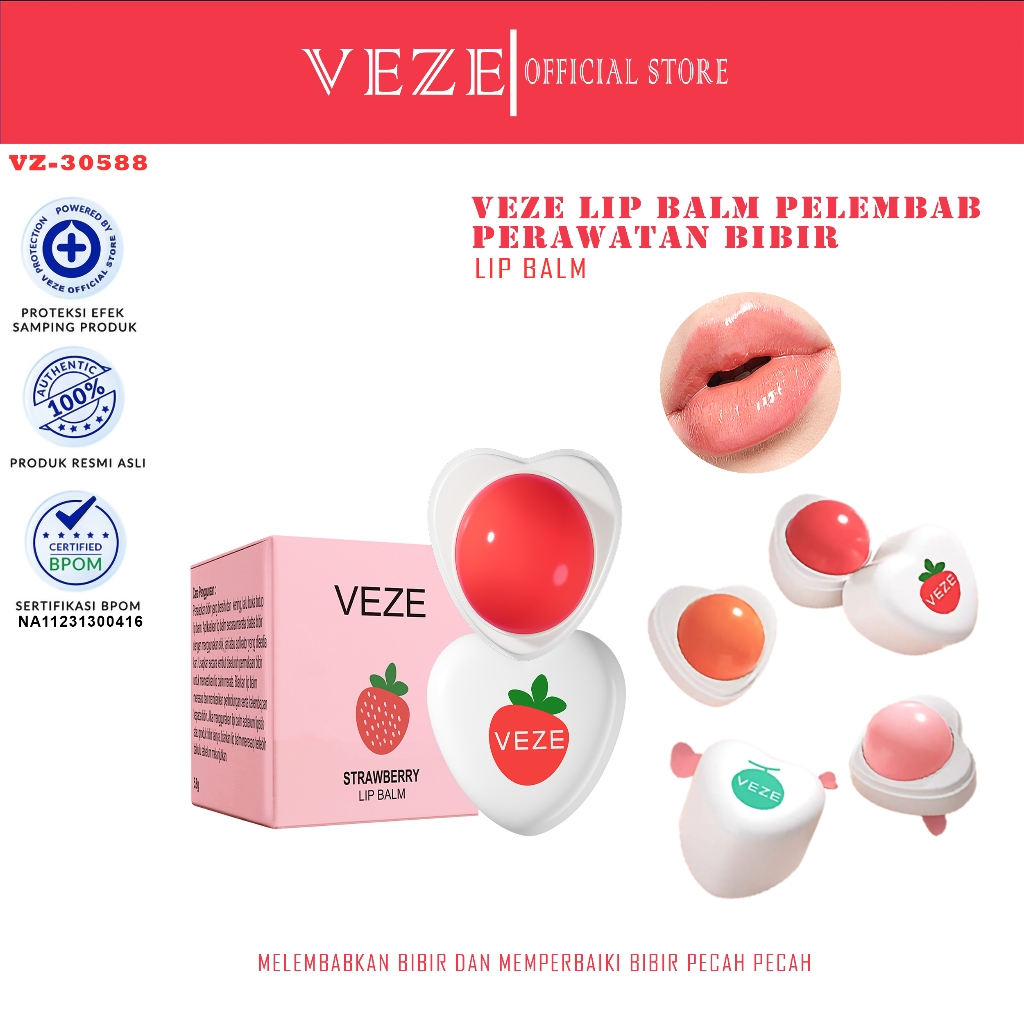 [BPOM] - VEZE Lip Balm Pelembab Perawatan Bibir & Memudar Garis Bibir -VZ30588