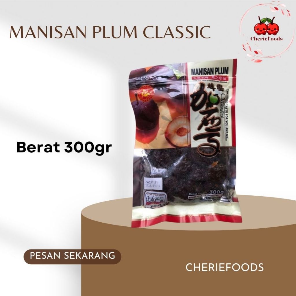 

Chen Liang Ji Manisan Plum Tanpa Biji (Seedlees Preserved Plum) 300gr / Plum Classic